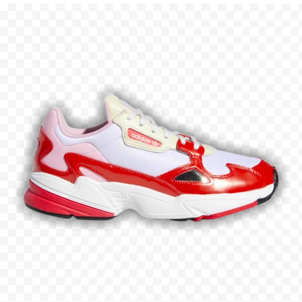adidas Originals Women's White and Red Falcon Sneakers